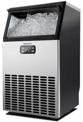 Produktbild von Kommerzielle Eiswürfelmaschine, 45 kg/24 Stunden, Edelstahl, Untertisch-Eismaschine mit einer Eisaufbewahrungskapazität von 15 kg, freistehende Eismaschine mit Timer