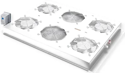 Produktbild von ROLINE 19-Zoll Dachlüftereinheit 4 Lüfter, Thermostat für Serverschrank grau