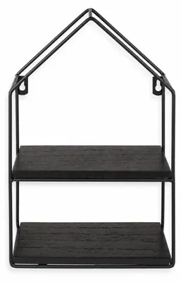 Immagine prodotto di Scaffale da parete con 2 ripiani in legno e struttura in metallo, 21 x 31 x 9,5 cm