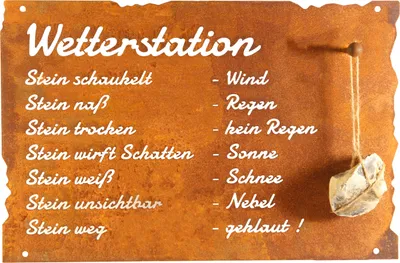 Produktbild von Rost Schild Wetterstation 42cm x 27,5cm Edelrost Schild Gartendeko rostige Gartendekoration