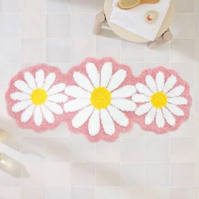 Produktbild von Famanu Badmatte Rosa mit Blumenmuster - 60 x 130 cm