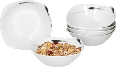 Obrázek produktu pro sada 6 misek na cereální salát Lima 14,2 cm, bílý porcelán s dekorem