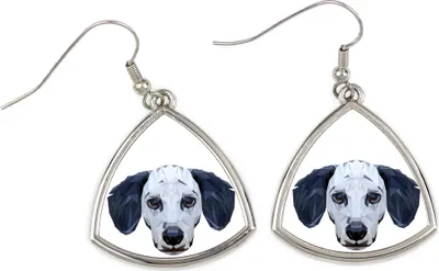 Productafbeelding van Dalmatiër, Dalmatinac - Oorbellen met een afbeelding en de tekst "Geometrische Hond" van Art-Dog