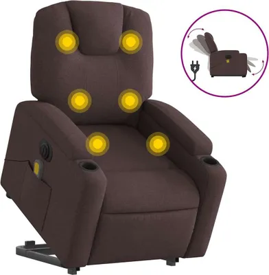 Produktbild von vidaXL Elektrischer Massagesessel mit Aufstehhilfe Dunkelbraun Stoff