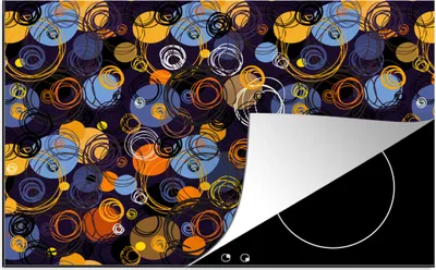 Produktbild von KitchenYeah© Herdabdeckplatte Muster - Abstrakt - Ringe , 81x52cm, Küche Deko, Glaskeramikkochfeld Herdabdeckung, Abdeckplatte fùr Kochfeld