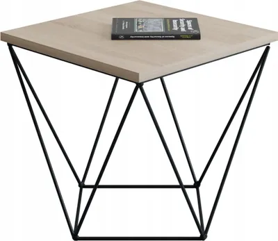 Productafbeelding van Koffietafel, metalen frame, vierkant, industriële stijl, zwart + Sonoma eikenhout