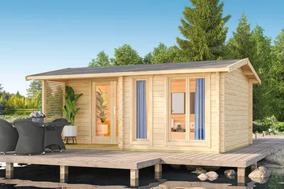 Produktbild von Gartenhaus Outdoor Life Brighton 70 mm inkl. Fußboden 580 x 430,8 cm natur