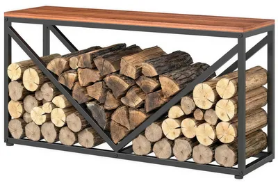 Produktbild von Outsunny 2-in-1 Kaminholzregal für innen 98 x 28 x 50 cm erhöhtes Brennholzregal