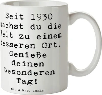 Produktbild von Mr. & Mrs. Panda Teetasse Spruch 1930 Geburtstag - Weiß - Geschenk, Geburtstagsgeschenk, Becher, Teebecher, Erinnerungen, Kaffeebecher, Happy Birthday, feiern, Tasse