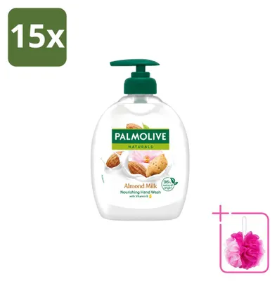 Image de 15 flacons de gel douche Palmolive, lait d'amande et aloe vera, 300 ml, lot économique - 15 pièces