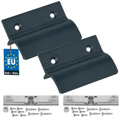 Immagine prodotto di KOTARBAU® 2 Pezzi Maniglia Esterna per Porta del Balcone con Chiusura a Scatto Maniglia per Porta Terrazza con Distanziale e Scatto Grafite