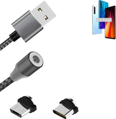Produktbild von K-S-Trade Hochwertiges Magnet-Lade-kabel Sync-Kabel Daten-Kabel für Xiaomi Redmi Note 8 2021 mit USB-Typ-C-Anschluss und Micro-USB-Anschluss 2A bis