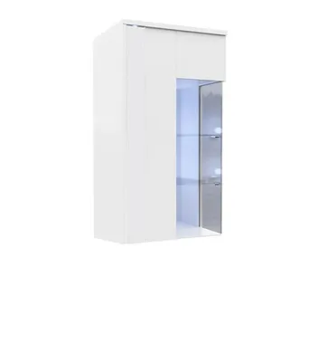 Obrázek produktu pro Závěsná vitrína s LED osvětlením BANTRY 3 - bílá / lesklá bílá, levá