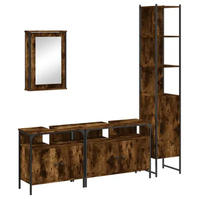 Produktbild von 4-tlg. Badmöbel-Set Räuchereiche Holzwerkstoff