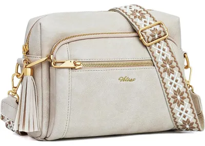 Produktbild von Umhängetasche Damen Mittelgroß Beige mit 4 Fächern und Anti-Diebstahl-Funktion