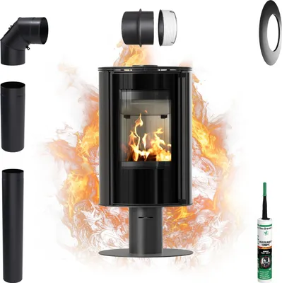 Immagine prodotto di Stufa a libera installazione Caminetto KRATKI ERIK su gambe 5,5 kW Ø150 Ecodesign Set