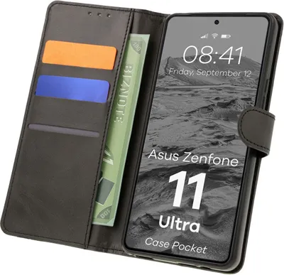 Produktbild von Bizon Case Pocket Flip Case für Asus Zenfone 11 Ultra, Schwarz