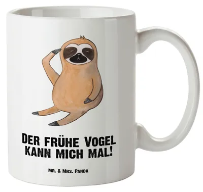 Produktbild von Mr. & Mrs. Panda weisse tasse Faultier Vogel - Weiß - Geschenk, Große, Spinner, Pott, Keramikbecher, Morgenmuffel, Kaffeepott, Teetasse