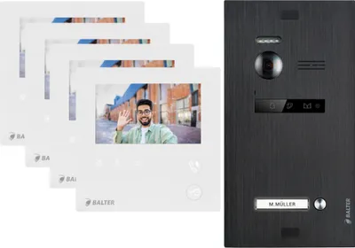 Produktbild von BALTER EVO MINI Video Türsprechanlage Schwarz Set für 1-Familienhaus 4x 4,3" Monitor