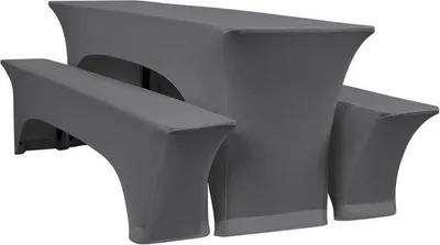 Productafbeelding van YMHPRIDE 1 set donkergrijze biertafelhoezen en tafelkleden, tafelbreedte 70 cm, 220x70x70 cm biertentsets voor de tuin