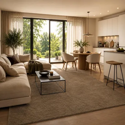 Produktbild von Luxus Super Soft Hochflor Teppich Silky Taupe, Größe:200x290 cm, KI-generiertes Bild