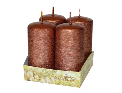 Obrázok produktu pre Nohel Garden adventná sviečka TAURUS poškriabaná metalická lesklá d4x8cm 4ks
