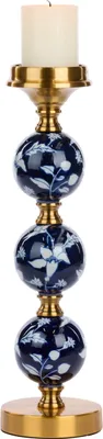 Produktbild von Goodwill Kerzenhalter Porzellan Blau-Gold H 40 cm