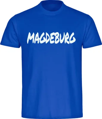 Produktbild von multifanshop Herren T-Shirt - Magdeburg - Textmarker, blau, Größe L