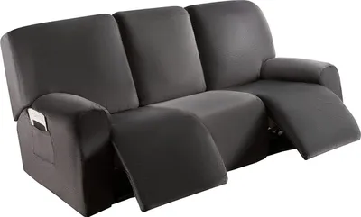 Obrázek produktu pro Topchances Stretch Cover for Recliner Armchair Cover, Recliner Chair Cover Armchair Cover for TV Armchair with Side Pocket, 3-Seater, Dark Grey