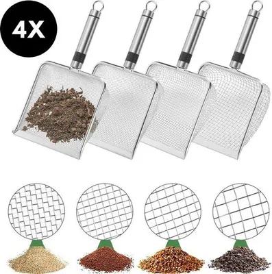 Produktbild von Ultiluxe Garten-Sieb mit Griff - 4 Stück - Edelstahl-Bodensieb für Gartenarbeit - Kompost- und Sand-Sieb