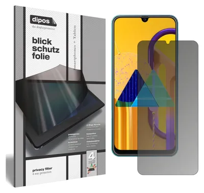 The image shows the packaging of a screen protector for a smartphone, with a depiction of the phone itself and the screen protector applied.