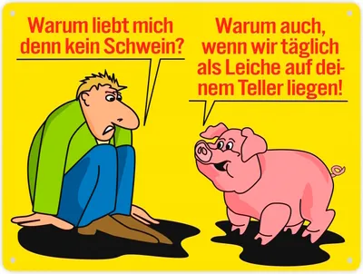 Produktbild von Schweine Metallschild XXL in 28x38 cm in gelb zum Thema Fleischesser und