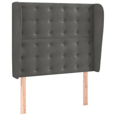 Image de vidaXL Tête de lit avec oreilles gris foncé 83x23x118/128 cm velours