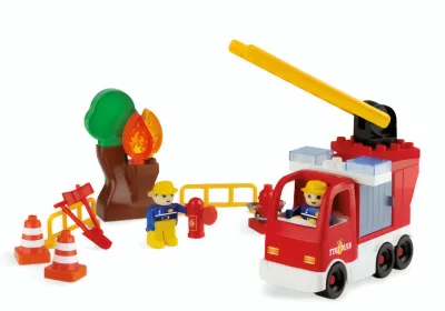 Image de Unico Plus : kit de construction « Camion de pompiers » compatible, 43 pièces