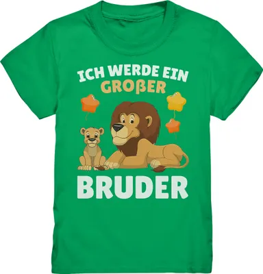Produktbild von Ich werde ein Großer Bruder Löwen T-Shirt – Kelly Green / 134/146 (9-11)