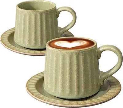 Obrázok produktu pre Súprava na kávu Mok s misou – veľké šálky na cappuccino – starožitná keramika – na kávu, čaj a raňajky