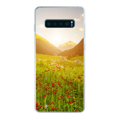 Produktbild von MuchoWow® Handyhülle Schutzhülle Hülle für Samsung Galaxy S10 Lite Blumen - Berg - Sonne Silikon Softcase Handy Hülle - Schutz