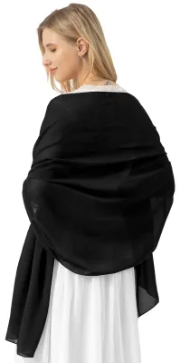 Productafbeelding van Chiffon Elegante Stola voor Dames in Diverse Kleuren Zwart M