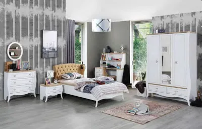 Produktbild von Kinderzimmer Jugendzimmer Schlafzimmer Modern Möbel Komplett Set 5tlg
