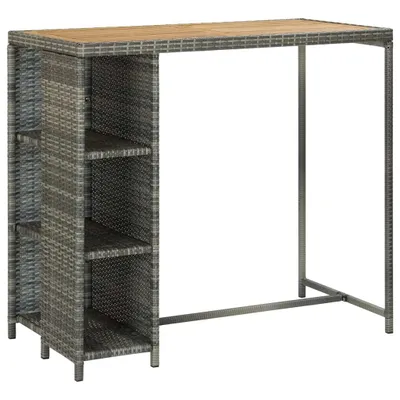 Immagine prodotto di set bar da giardino 5 pezzi con cuscini in poly rattan grigio