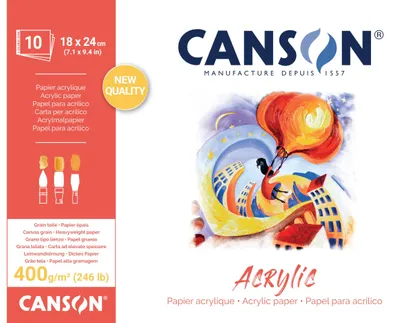 Image de CANSON Bloc de papier à dessin "Acrylic" 180 x 240 mm 400 g/qm 10 feuilles