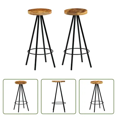 Produktbild von The Living Store Barhocker 2 Stk. Massivholz Mango