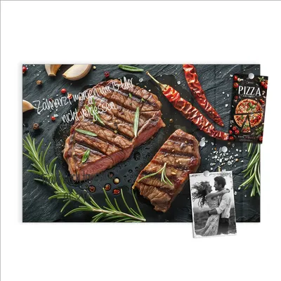 Produktbild von Magnettafel 60x40cm Pinnwand Whiteboard beschreibbar - Gegrilltes Steak