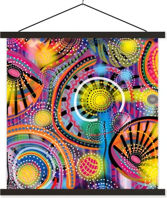 Produktbild von MuchoWow® Textilposter Formen - Kunst - Muster - Psychedelisch 40x40 cm mit schwarzem Rahmen - Fotos