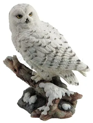 Schneeeule auf Ast Figur, Polystone, 17,14 cm Höhe