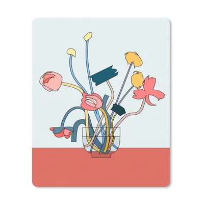 Produktbild von MuchoWow® Mauspad Mousepad Blumen - Retro - Pastell 19x23 cm - Mousepads - Maus Mat - Pad - Mausunterlage - Mauspads - Spielen