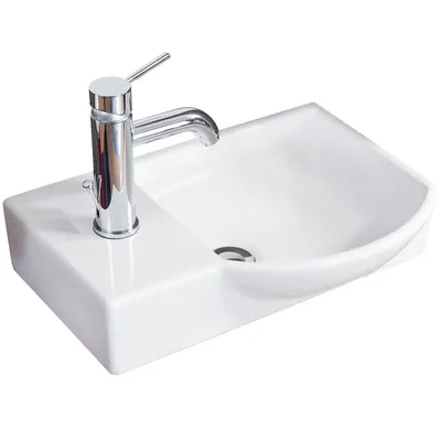 Zdjęcie produktu dla FACKELMANN Umywalka prawa WC dla gości / Umywalka ceramiczna / Wymiary (szer. x wys. x gł.): ok. 45 x 10,5 x 32 cm / Wysokiej jakości umywalka do łazienki / Kolor: biały / Szerokość: 45 cm