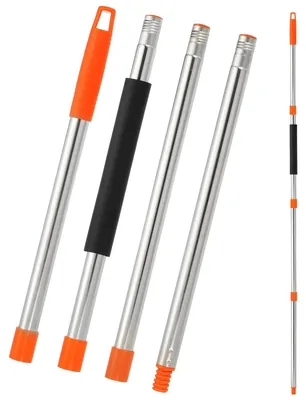 Moppstiel 4-teilig, verstellbar 76–148 cm, Edelstahl, orange