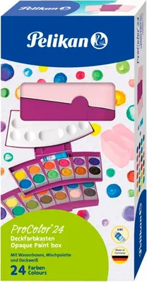 Zdjęcie produktu dla Pelikan 701211 Pelikan ProColor Wasserfarbkasten 2 Wasserboxen + Deckweiß und 24 Farben