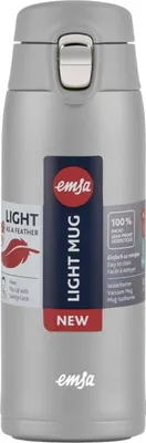 Zdjęcie produktu dla emsa izolowana butelka do picia TRAVEL MUG LIGHT, 0,4 l, szara, smukła i bardzo lekka konstrukcja, obsługa jedną ręką, 100% - 1 sztuka (3110600591)